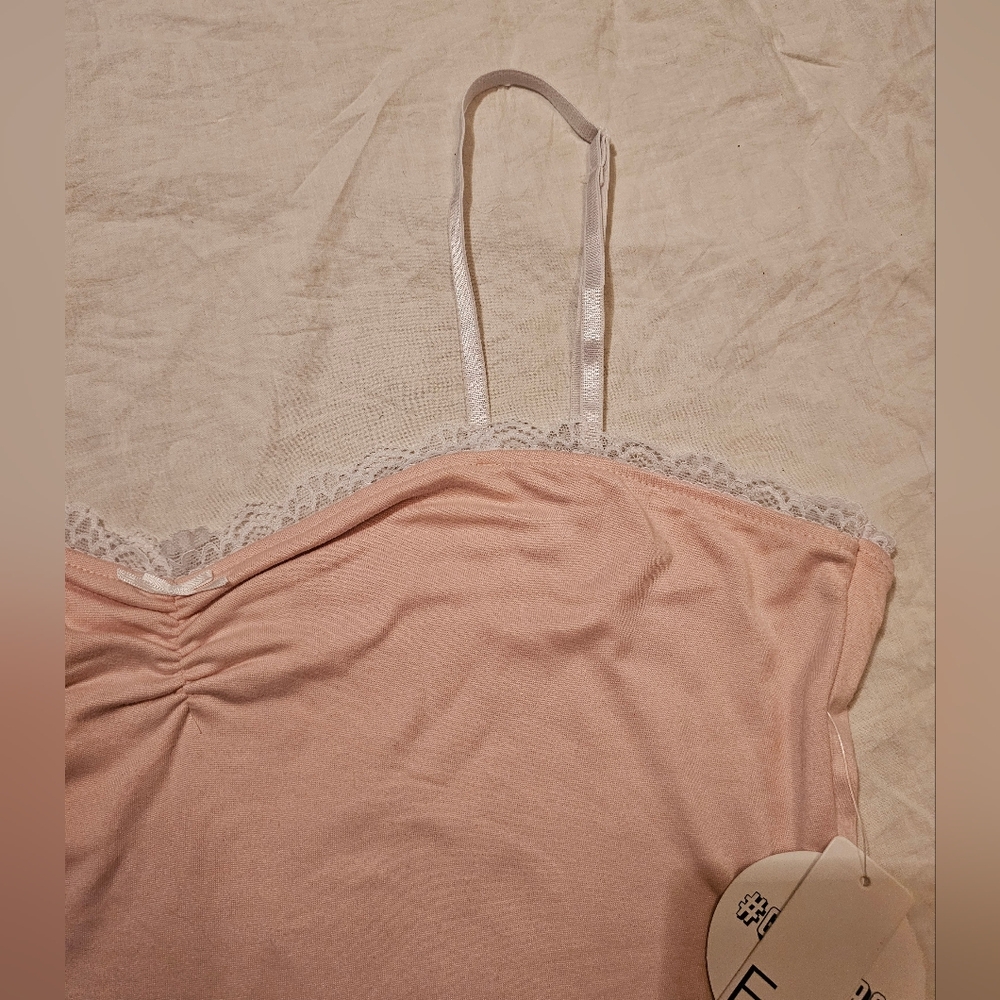 Faded Rose Pink Lace Trim Women's Cami Top XL - Picture 3 of 9